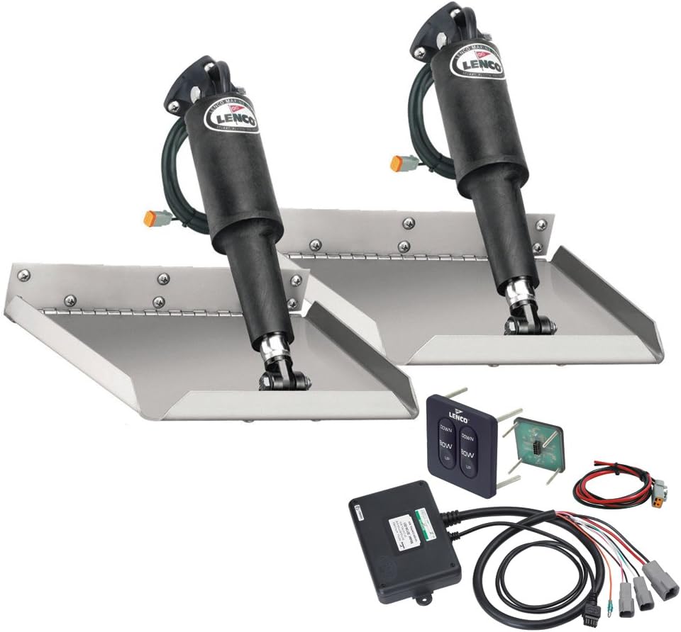Lenco 9" x 9" Edgemount Trim Tab Kit w/Standard Tactile Switch Kit 12V