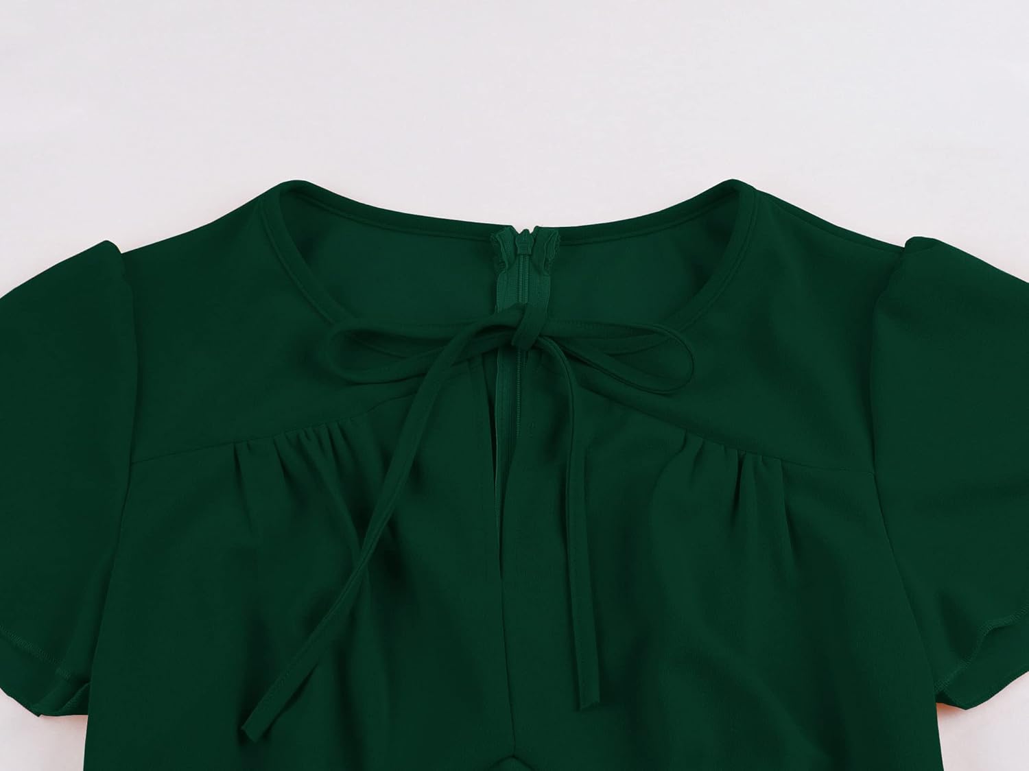 Wellwits Women's Ruched Bow Tie A Line Vintage Formal Work Dress - Image 3