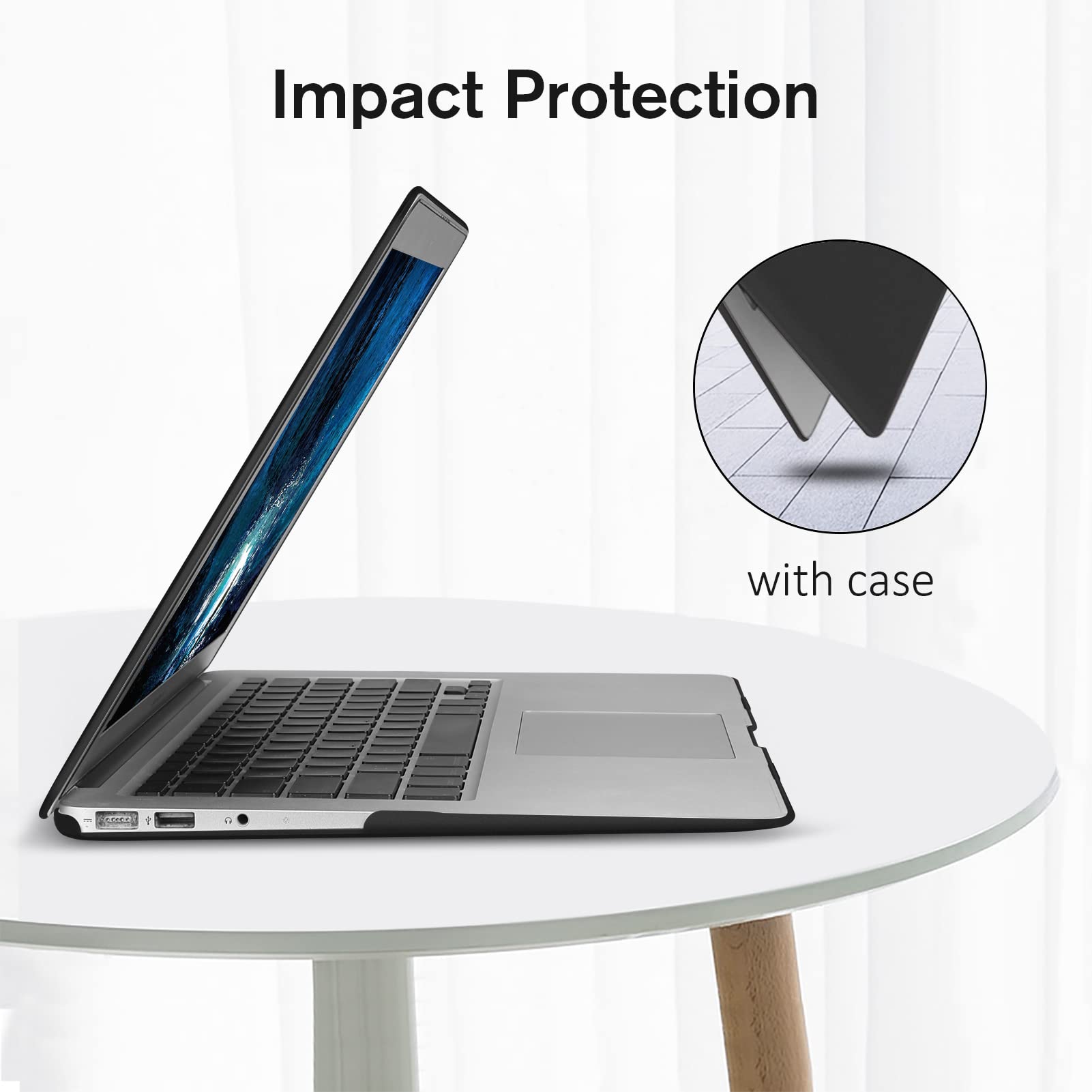 FINTIE Custodia Compatibile con MacBook Air 13 Pollici A1466 / A1369 (Versione 2010-2017) - Rivestimento Gommato Plastica Cover Rigida Duro Caso Compatibile con MacBook Air 13.3", Frosted Nero