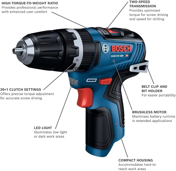 Bosch GSB12V-300N 12V Max Brushless 3/8 In. Hammer Drill/Driver (Bare Tool)