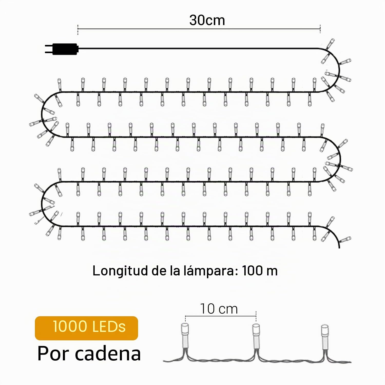 Quntis Luces Navidad Exterior 100M 1000LEDs, Blanco Cálido Luces Arbol Navidad Interior con 8 Modos Impermeable IP44 y Función Memoria, Cadena Luz Decoración para Fiestas Jardín Balcón Boda