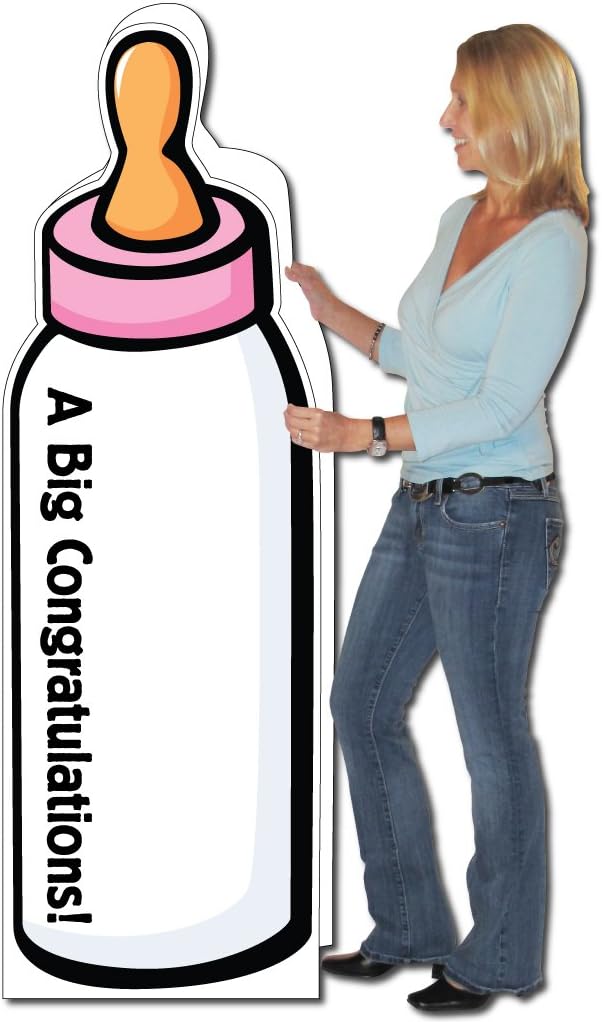 VictoryStore Jumbo Greeting Cards: GIANT Baby Shower Card (Pink Baby Bottle) 5 feet 8 inches Card with Envelope