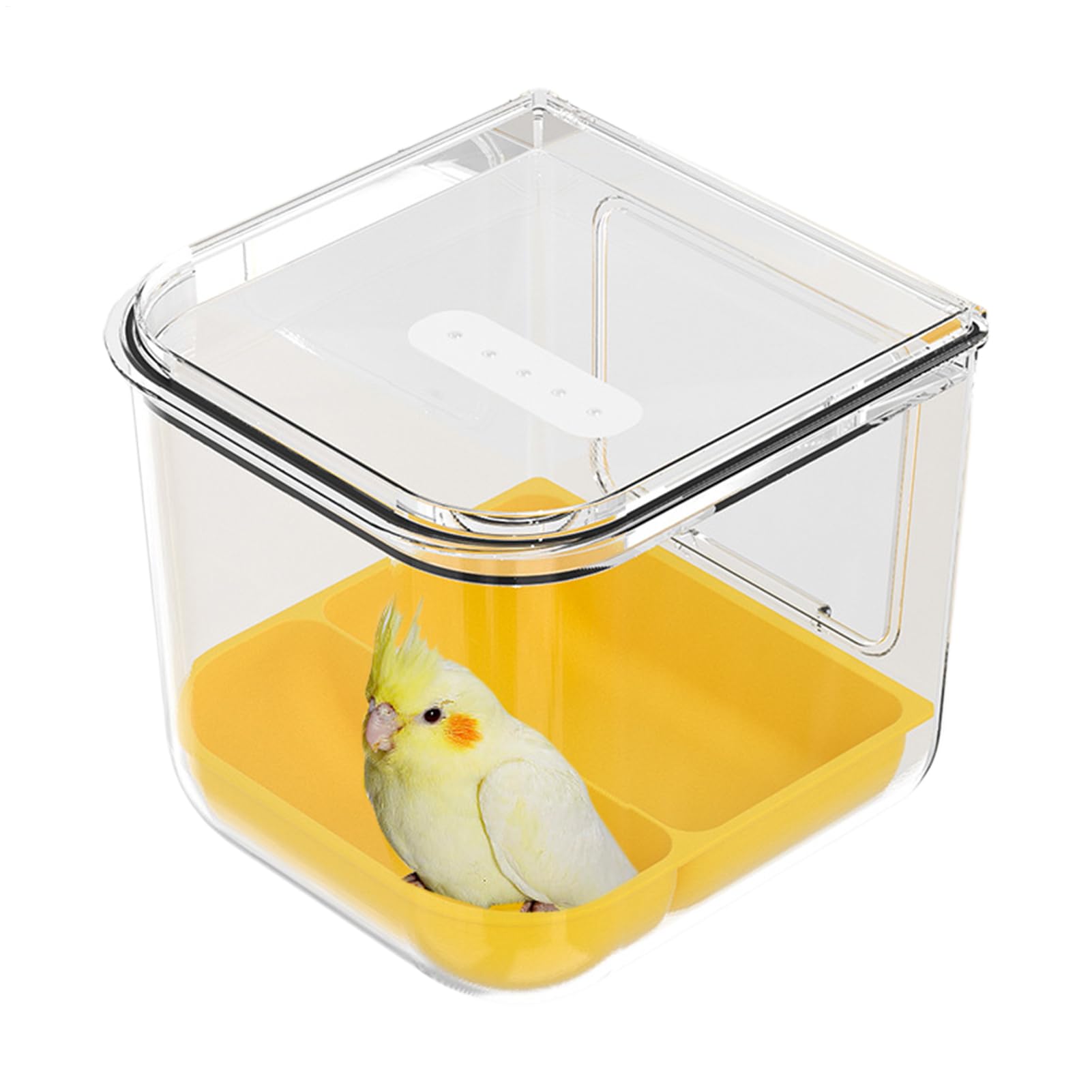 Bañera para aves transparente y comedero para jaula de ninfas y loros