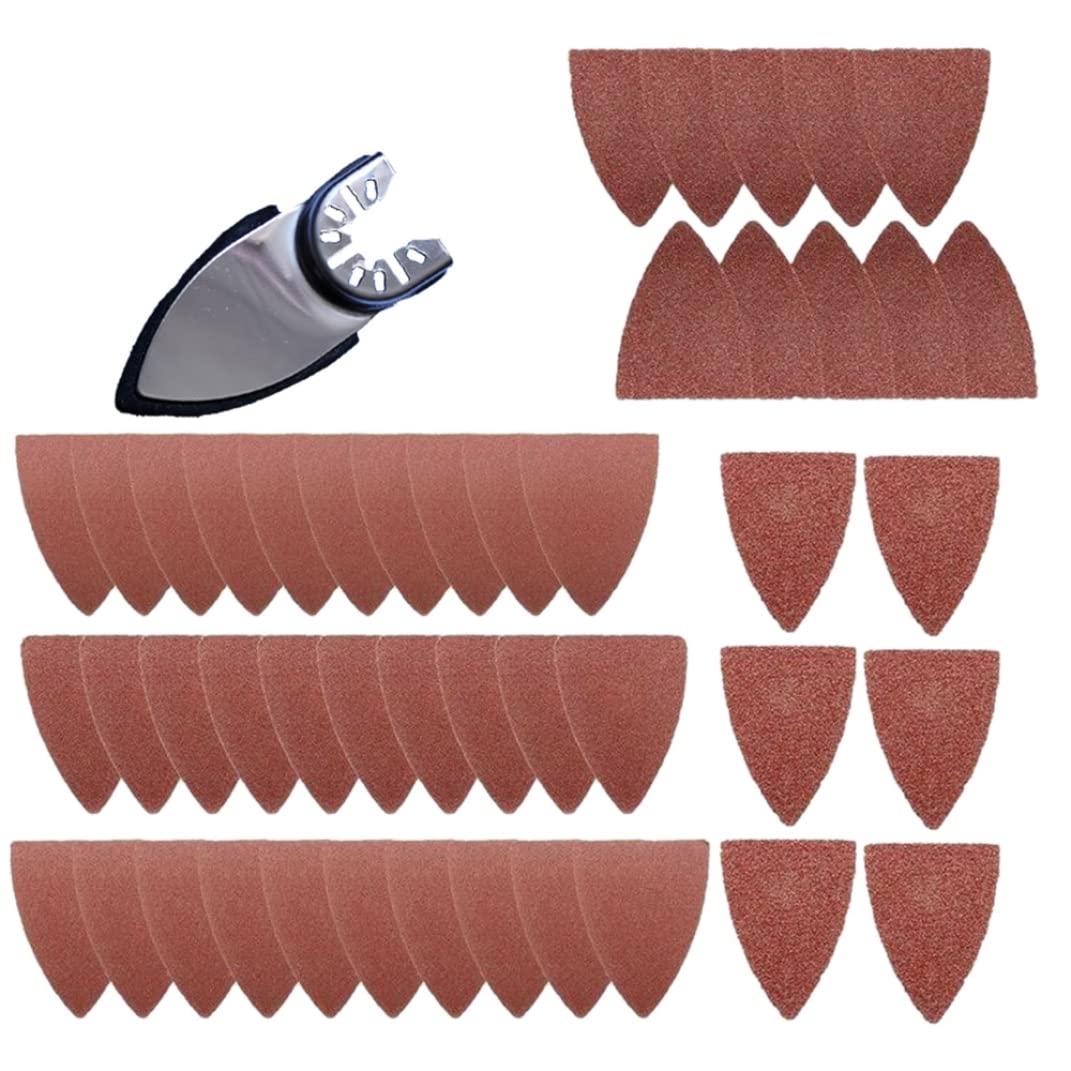 Finger Oscillating Multi Tool Sanding Pads,Triangle Sheets Pads,1pcs Discs Pad Kit, Saw Kit,60 80 120 180 240 51pcs Triangle (Adjustable)
