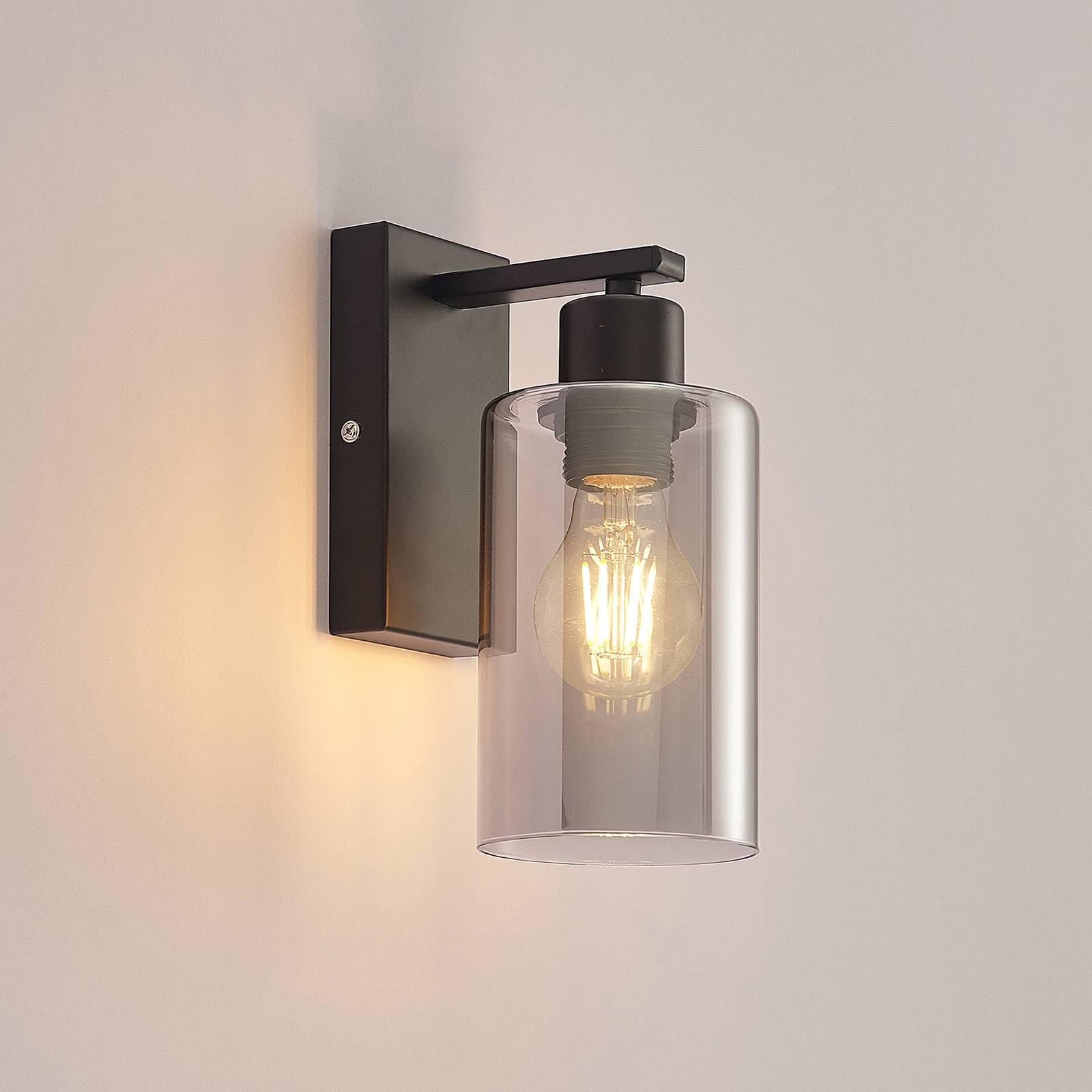 Lindby Applique Murale Emavi à intensité variable (Moderne) en Noir Métal e. a. pour Salon & Salle manger (1 lampe,à E27), Lampe Eclairage Luminaire Mural