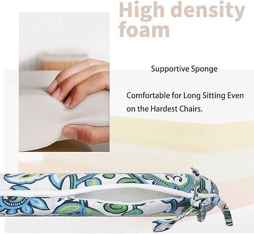 Miniatura 7 de Juego de 2 cojines para sillas de exteriores e interiores de 17 x 16 x 2 pulgadas con lazos, impermeables, para todo tipo de clima, en forma de U,