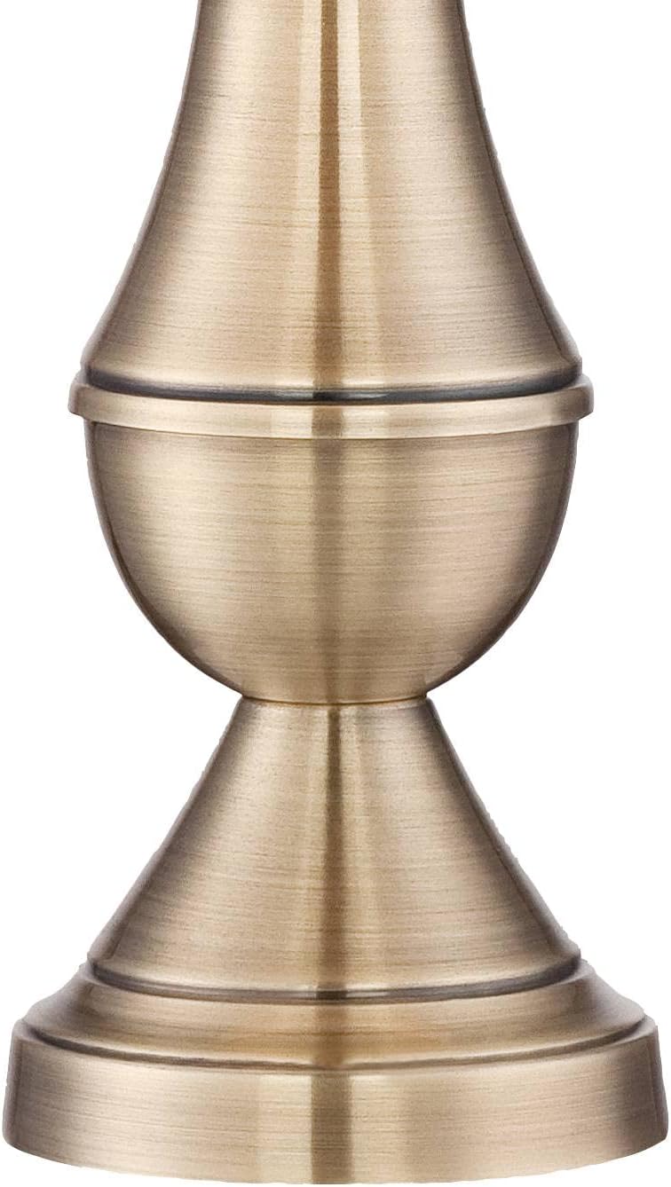 Regency Hill Becky Traditional Candlestick Table Lamps 24 3/4" Tall Set of 2 Antique Brass Gold Metal Ivory Linen Pleat Shade for Bedroom Living Room Bedside Nightstand House Home Office