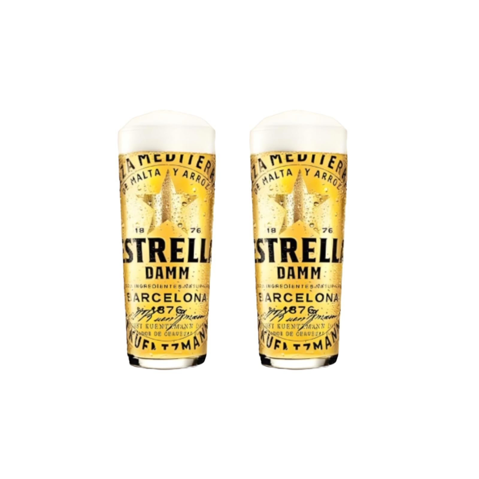 Estrella Damm Beer Pint Glasses, Set of 2