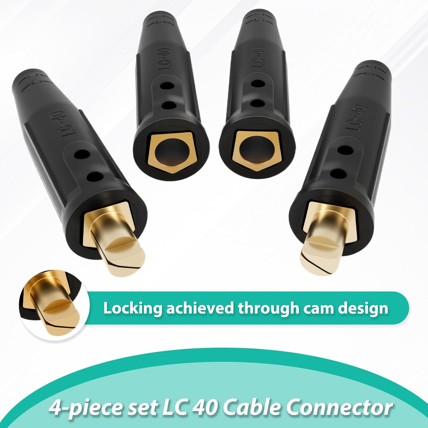 4Pcs LC-40 Welding Leads Quick Connector, Versatile Weather Resistant Welding Cable Connector, 1/0 and 2/0 Welding Cable Size Capacity for DIY Repair Maintenance