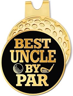 Best Uncle by Par Black Gold Golf Ball Marker with Hat Clip, Funny Golf Accessories and Golf Gifts for Men Uncle, Birthday for Golf Fan Golfer Golf Lovers(GM117)