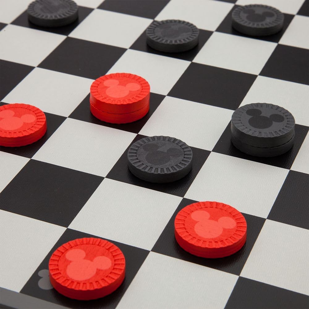 Disney Store Dolls & Games Mickey Mouse Deluxe Game Set - Includes Disney Chess Set, Checkers Pieces, Backgammon Board, Playing Cards, Poker Chips, Dice & Shaker Cup in Self-Contained Wooden Box