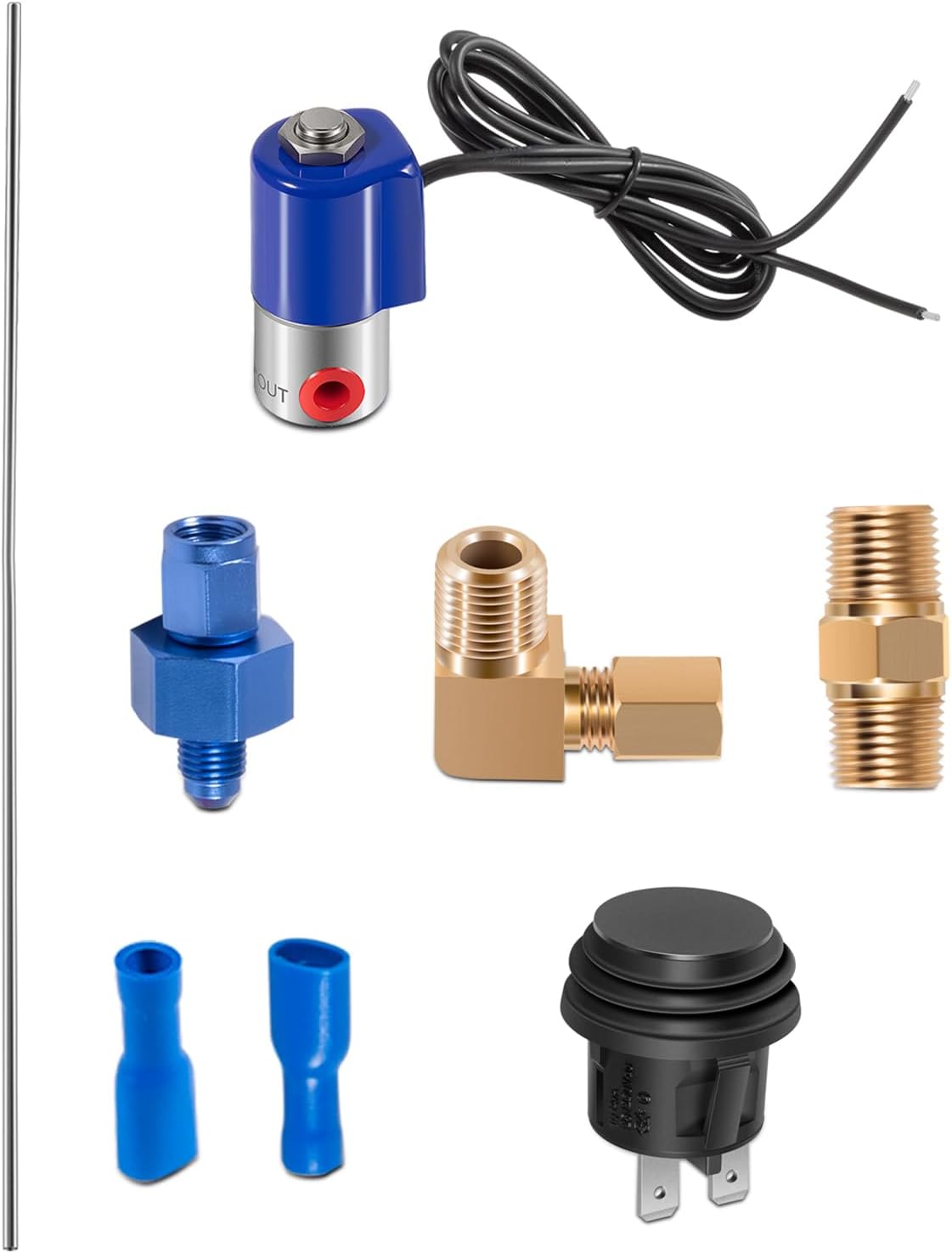 16030-4AN Nitrous Purge Valve Kit Line Purge Valve Kit Vent Tube Fitting Push Button Activation