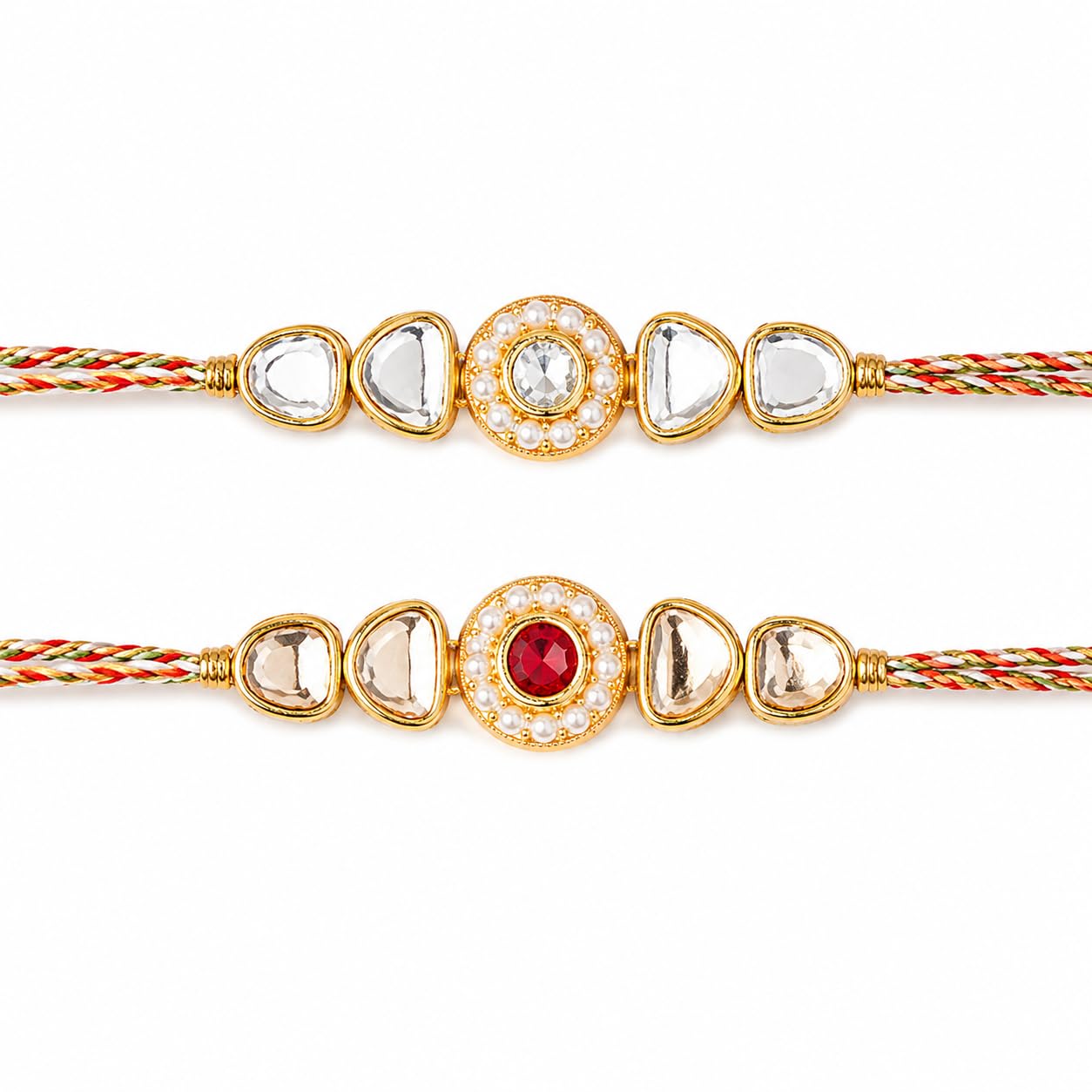 kaameri bazaar Crystal Rakhi Set for Men | Rakhis for Brother with Roli chawal, Laxmi Ganesha Pooja coin and Greeting Card-picture-27