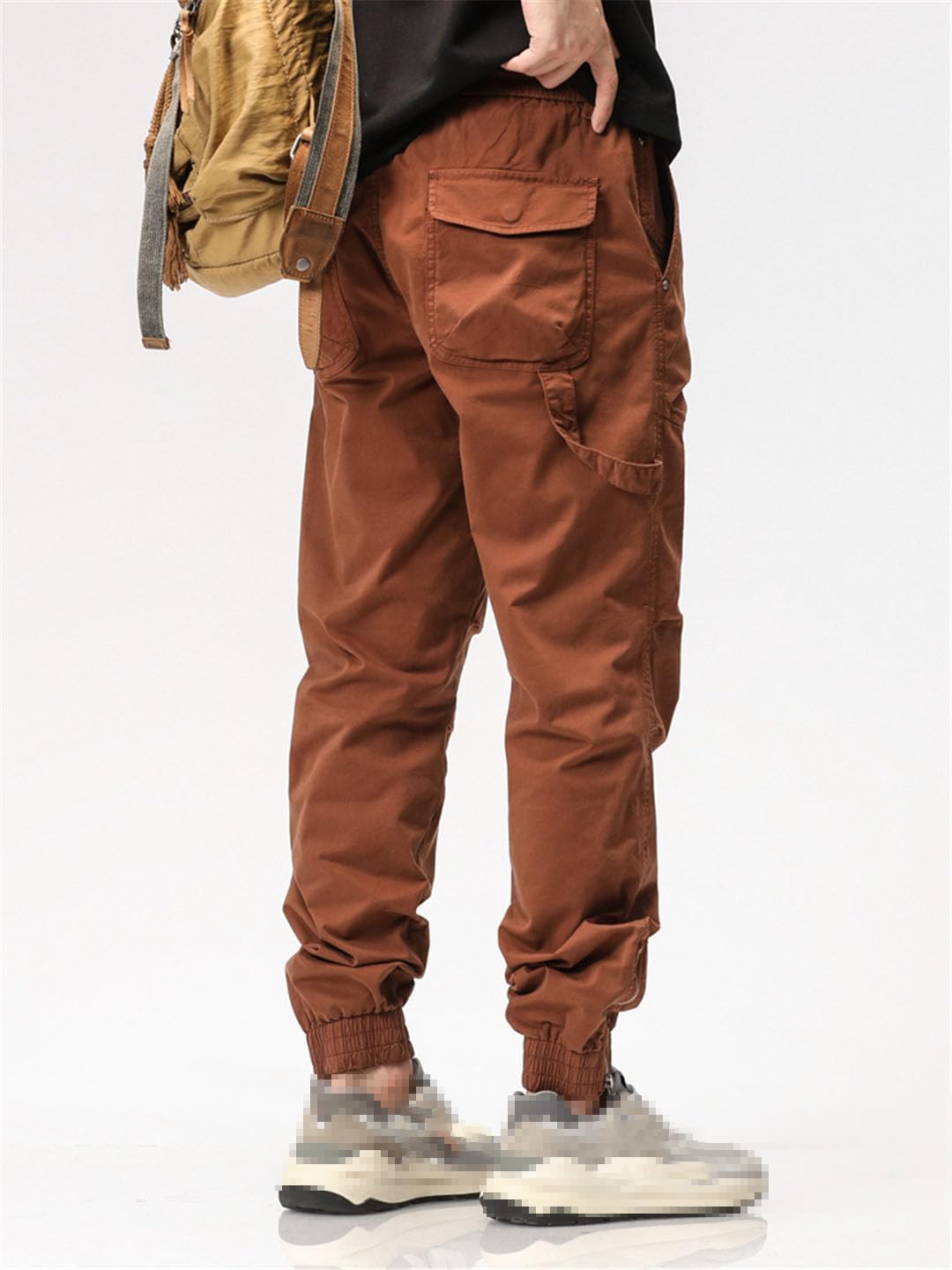 Vogrtcc Pantalones Cargo para Hombre Pantalones Casuales Ajustados Joggers Cordón Cremallera Pierna Pantalones De Trabajo