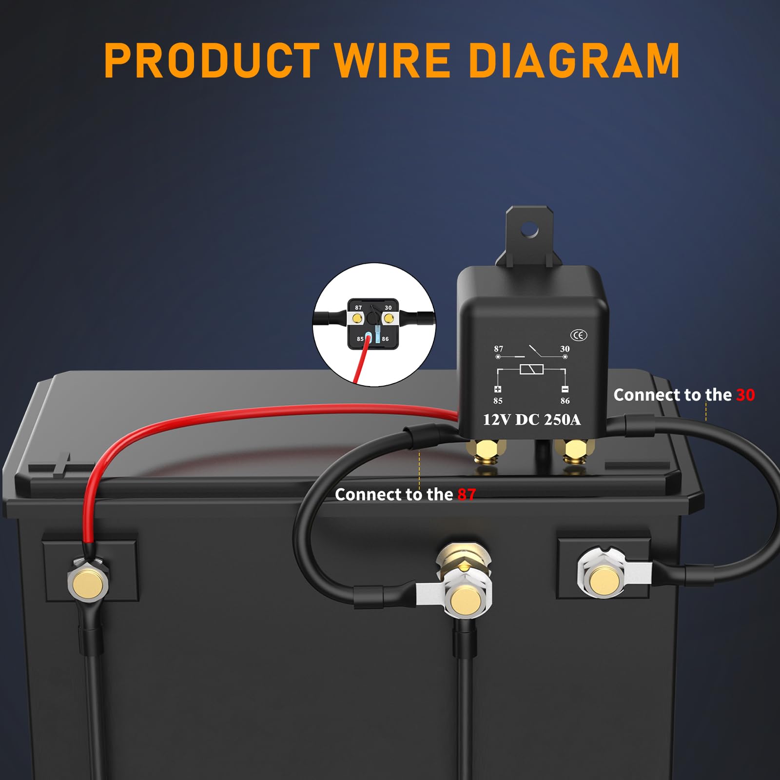 Side Post Remote Battery Disconnect Switch - 12V 250A Kill Switch with Remote Control. Anti-Theft Security & Prevents Battery Drain. Easy to Install for Car, Truck, RV, Boat, Vehicle & More. — view 5