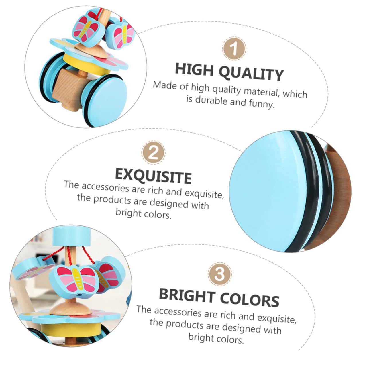 BESPORTBLE 1Pc Trolley Educational Plaything Adjustable Push Cart for Non Slip Handle Cartoon Design Easy Assembly Great Present for Learning Activities Random Color