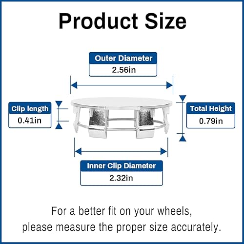 Miniatura 4 de Tapones centrales de rueda de 2.56 pulgadas para Ford F150 Mustang Focus 2001-2014 Tapacubos centrales para llanta, paquete de 4, cromado