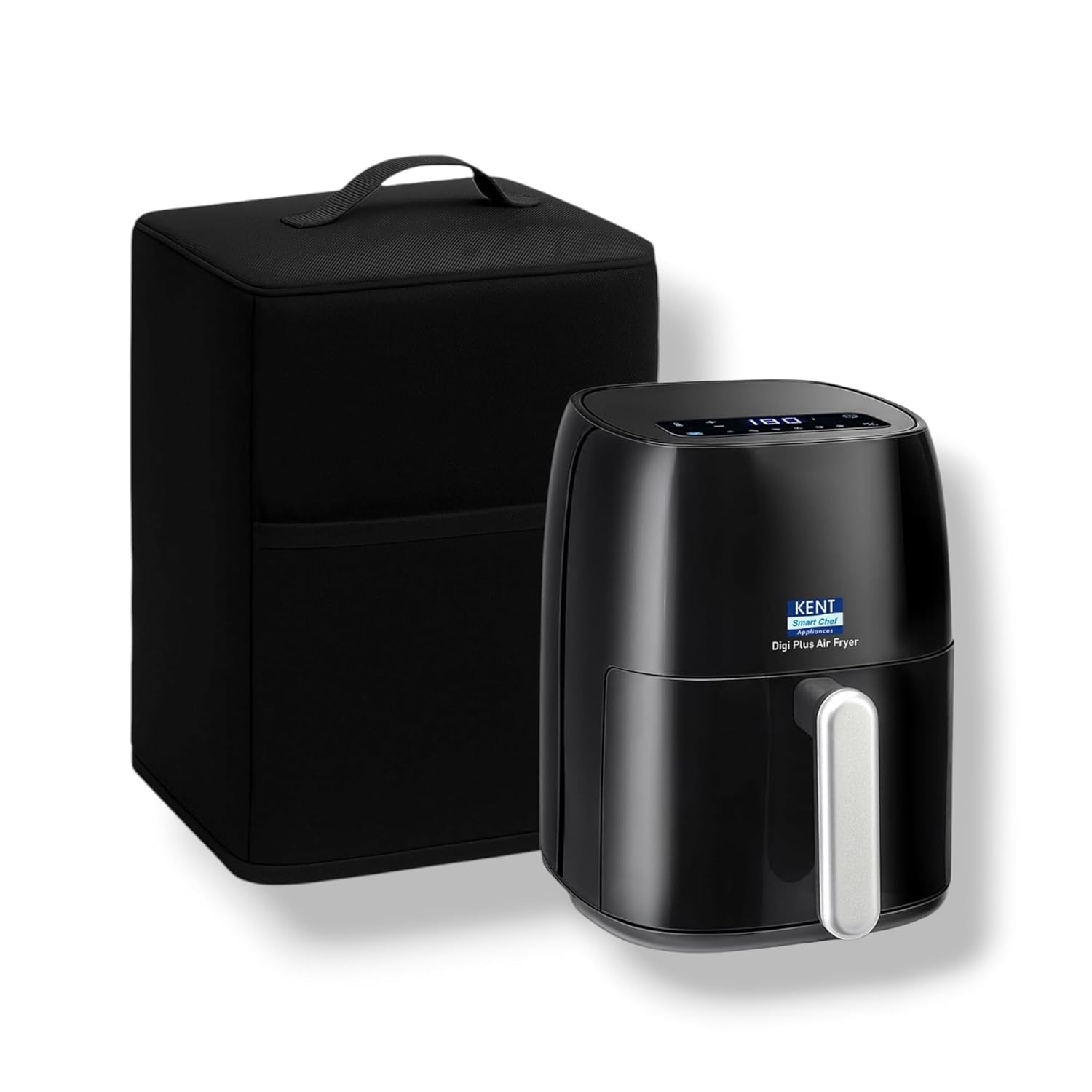 Air Fryer Cover for Kent Digi Plus 4L | Waterproof & Dustproof Nylon Cover with Handle & Pocket | Everyday Use | Washable Kitchen Appliance Protector – (24x30x30 cm) Black
