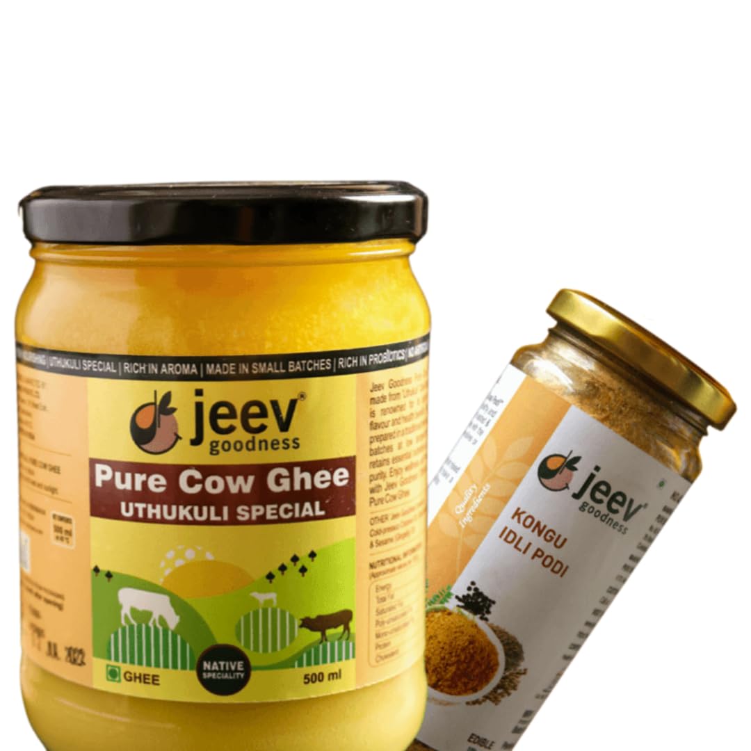 Jeev Goodness Uthukuli Cow Ghee 525ml + Kongu Idli Podi 100g | Farm-Fresh & Traditionally Crafted | Perfect Combo for Authentic Indian Flavors (B0CQGBQHLD) Amazon Price History, Amazon Price Tracker