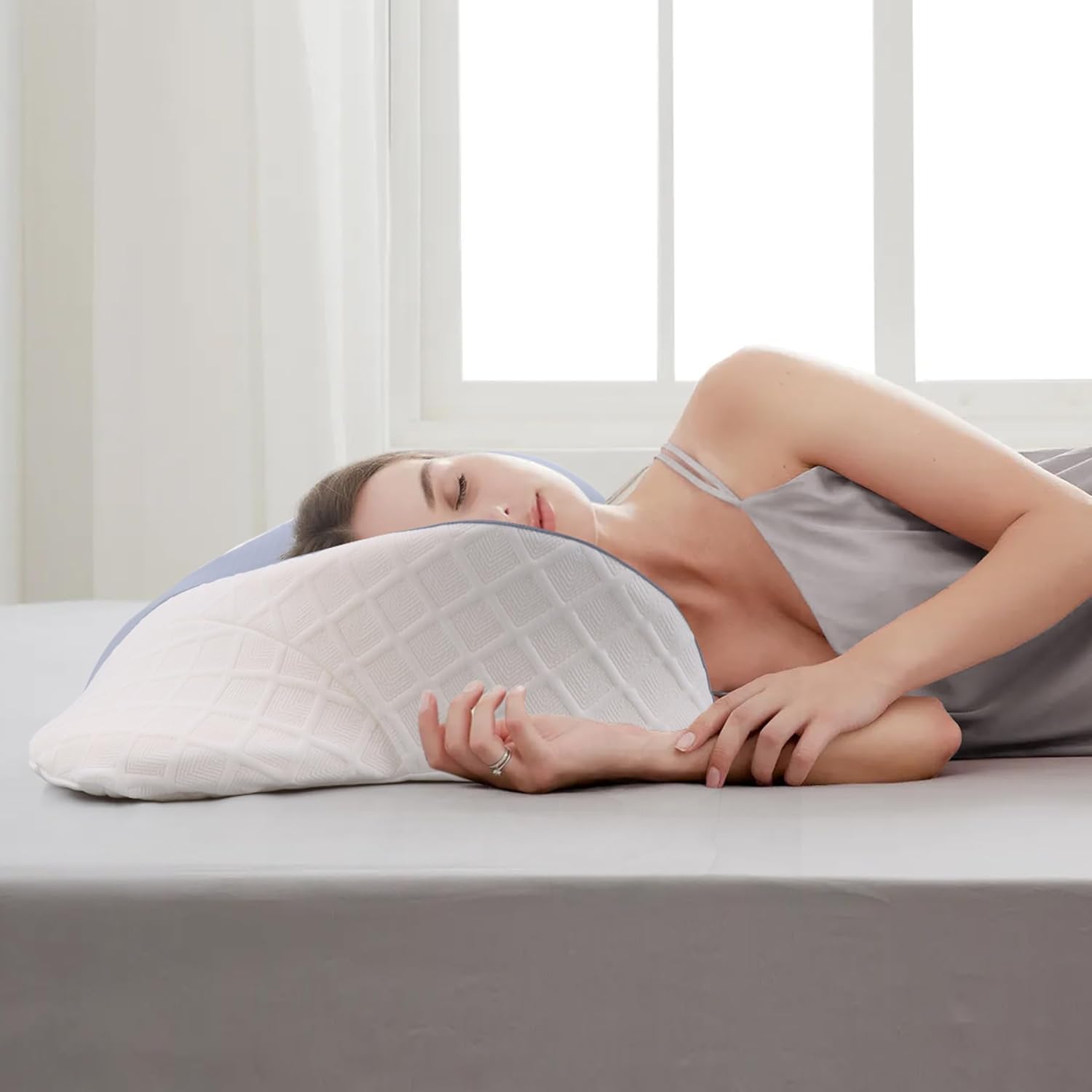 RESTCLOUD Memory Foam Cervical Pillow Orthopedic Pillow for Neck and Back Support, Head and Shoulder Pain Relief