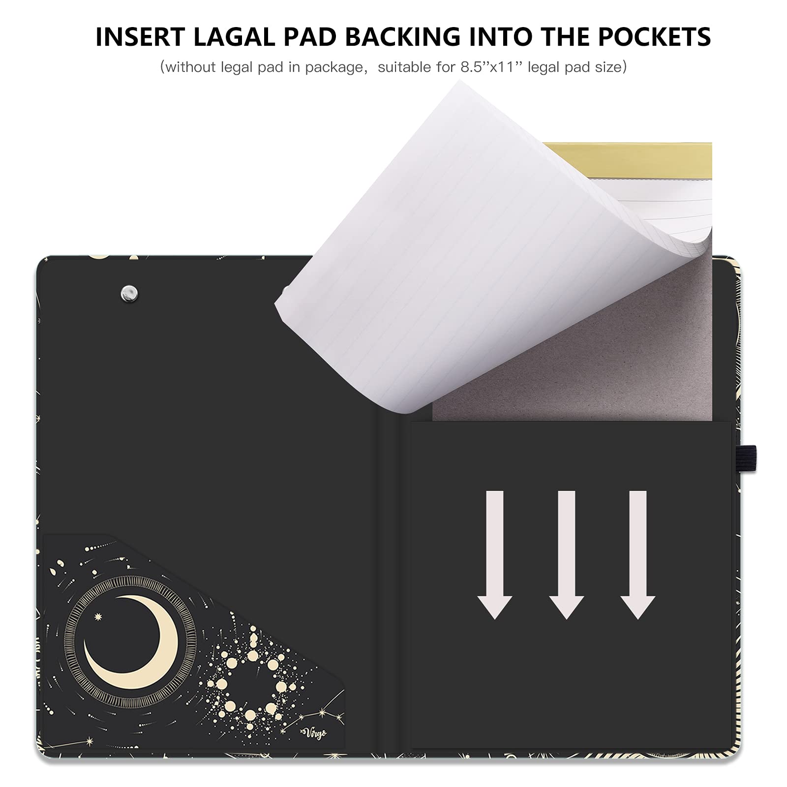 Hongri Clipboard Folio With Refillable Lined Notepad And Interior