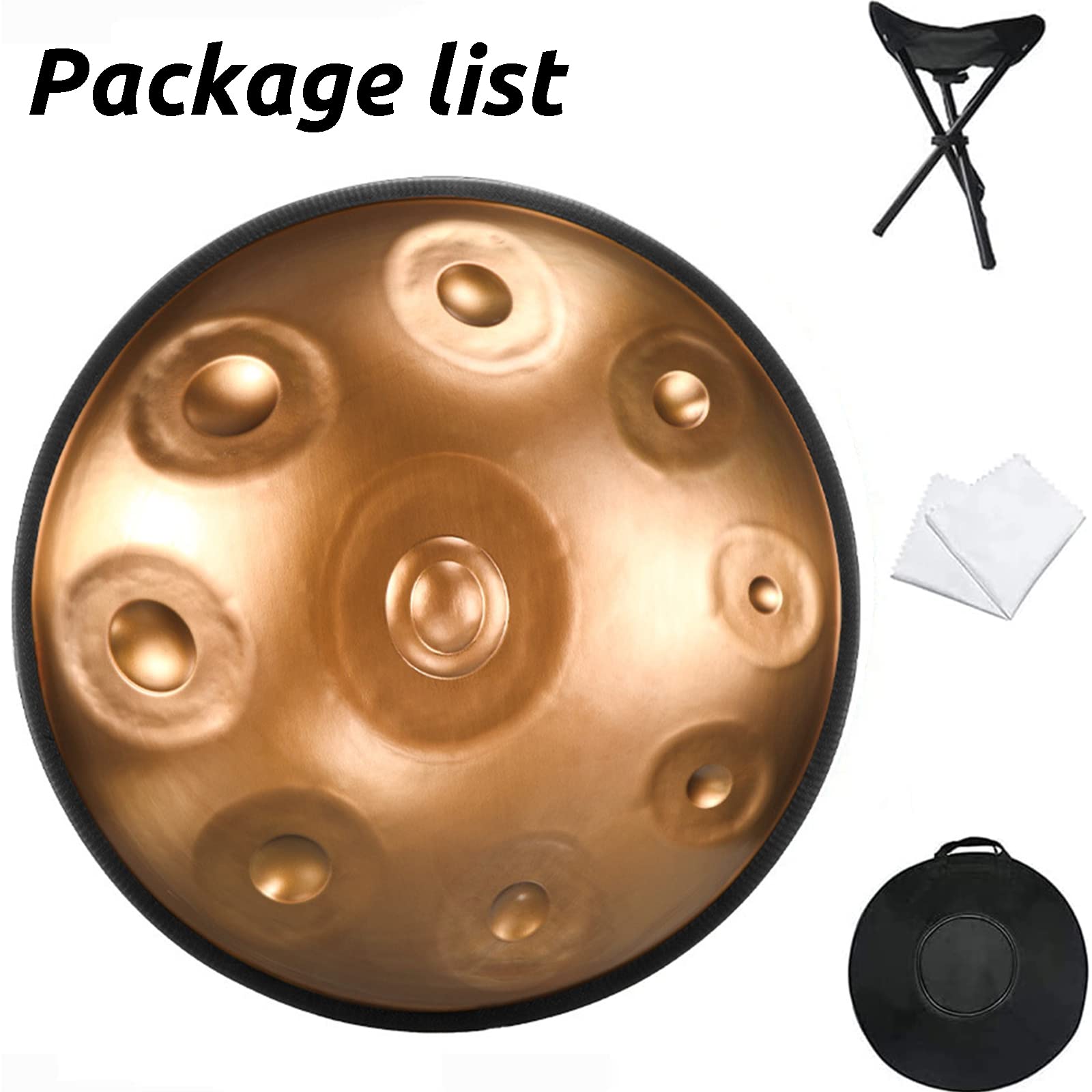 Tamburo per Handpan Harmonic, 9 Note, in Acciaio, 55 Cm, con Morbida Borsa per La Mano, Percussione Armonica per La Guarigione del Suono, Meditazione Personale, Yoga