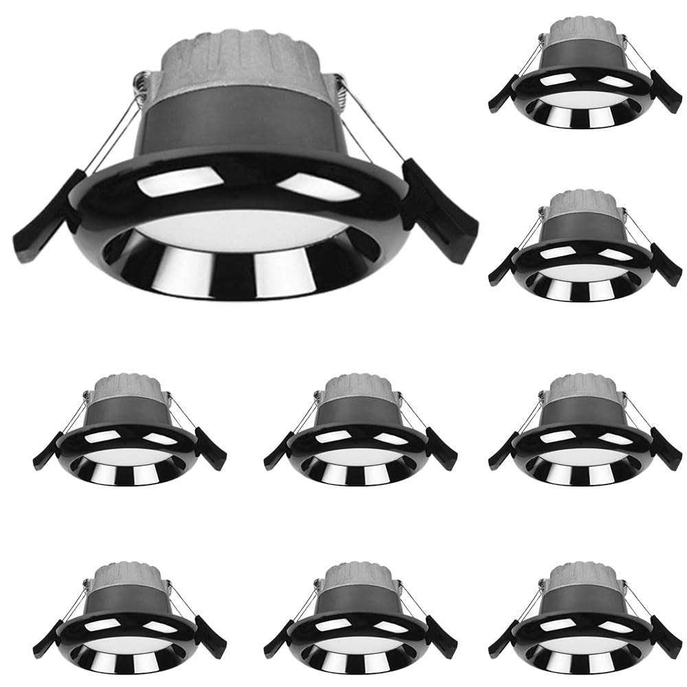 JKJZSALJ 3.5In/4.3In Ultra-Thin Recessed Anti-Glare Led,9 Pack Led Can Lights,3 Color Temperature Dimmable 3000K/4000K/6500K,Black Trim,90 Cri,Aluminum Recessed Lights,size_name-7W