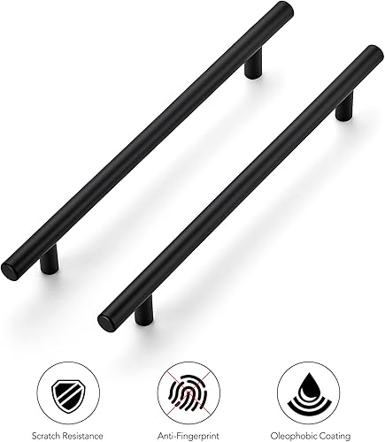 Miniatura 9 de Ravinte Tiradores de gabinete de 10 pulgadas, color negro mate, tiradores de acero inoxidable para gabinetes de cocina, tiradores de gabinete de 10