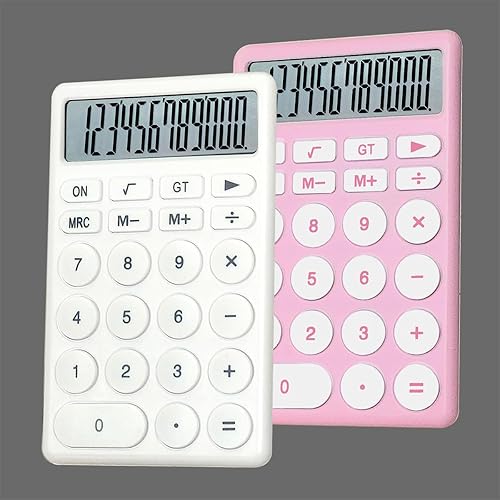 Calculadora estándar con pantalla LCD grande de 12 dígitos, botones grandes, calculadora de escritorio para oficina, hogar, escuela (paquete de 2,