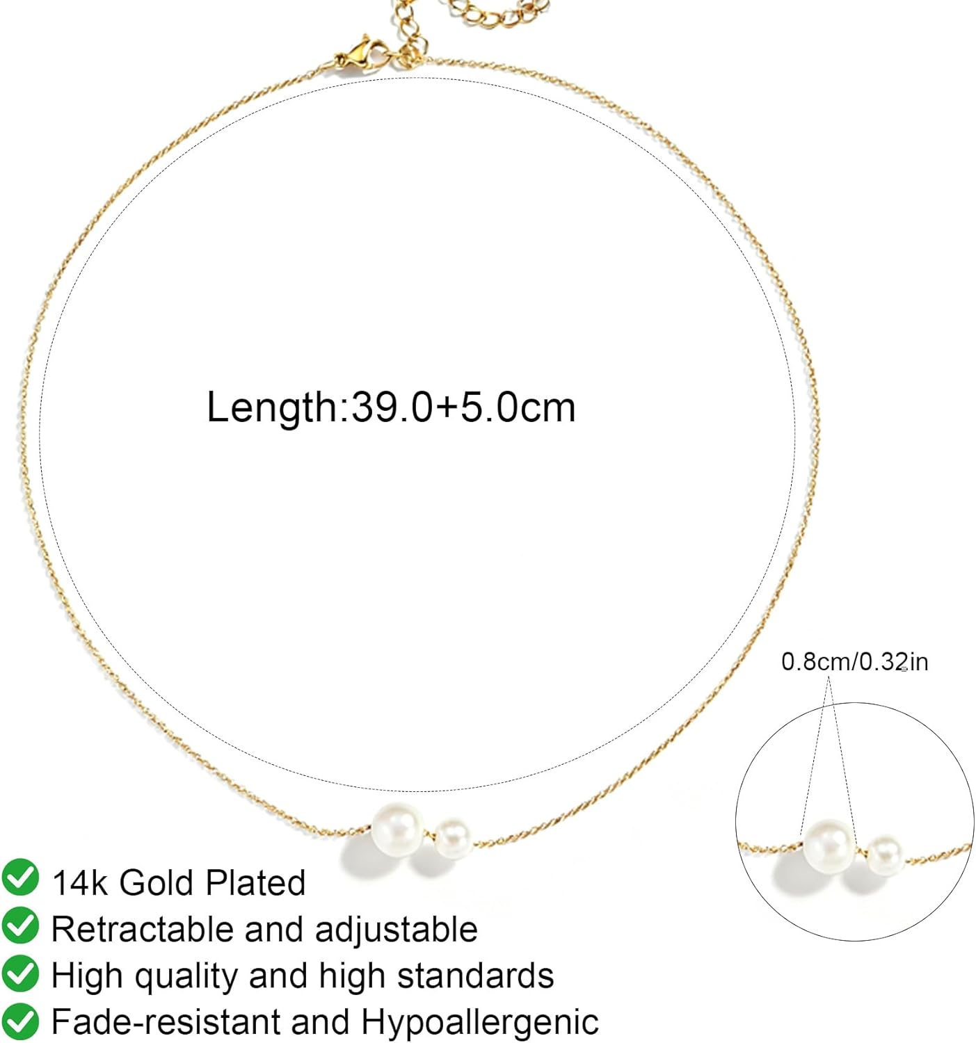Dainty Gold Pearl Choker Necklace for Women, Delicate Pearl Jewelry, Festival Gift for Her - Image 4