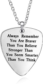 To My Son Necklace Always Remember You are Braver Stronger Smarter Than You Think Guitar Pick Pendant Necklace
