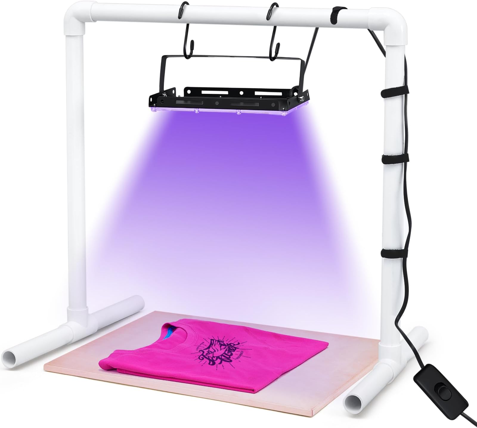 VIHOSE 50w LED UV Screen Printing Light Exposure Unit Kit with PVC Lamp Stand 2 S Shaped Hooks and 6 Cable Ties for Screen Printing and Cyanotypes