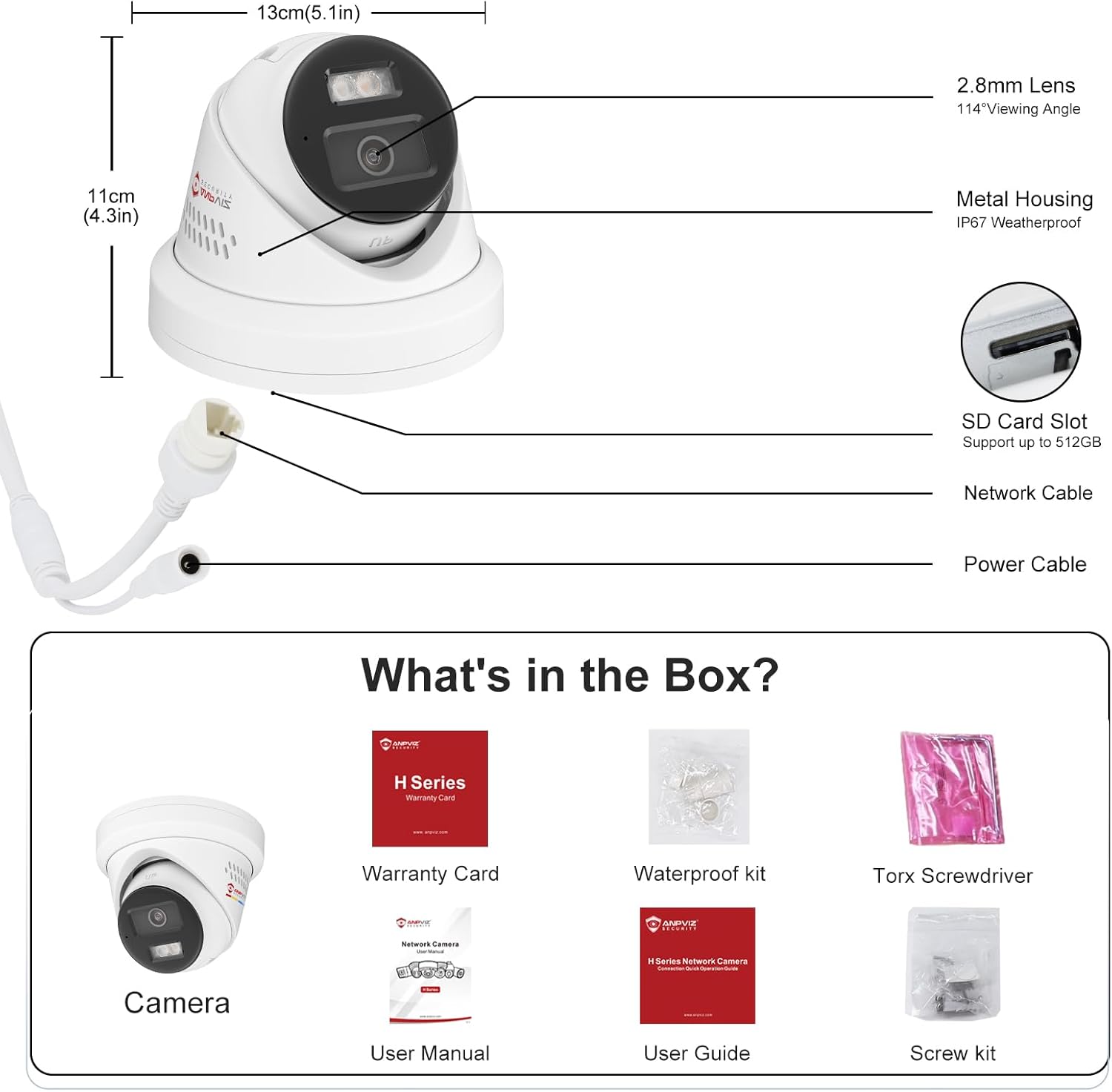 Anpviz 5MP Wired PoE IP Camera, Active Deterrence IP Security Camera Outdoor, Full Metal, Two Way Audio, Smart Color Night Vision, AI Human Vehicle Detection, 5MP@20fps, 2.8mm Lens, IP67(H Series) 10 61eHePgofQL. AC SL1500