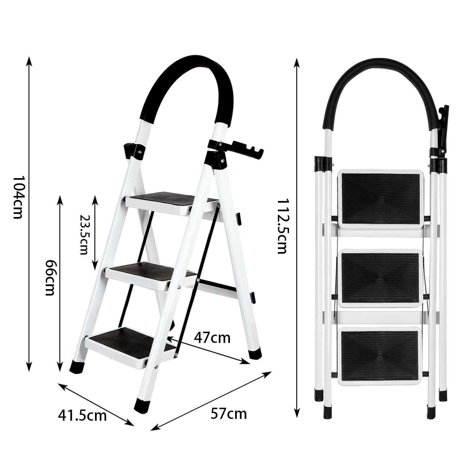 Escabeau 3 Marches Pliant,Marchepieds escamotables,Échelle en Aluminium,Marche Pied Pliable Antidérapantes,Escabeau Escamotable Légères,pour la Maison et Bureau Charge 152 kg