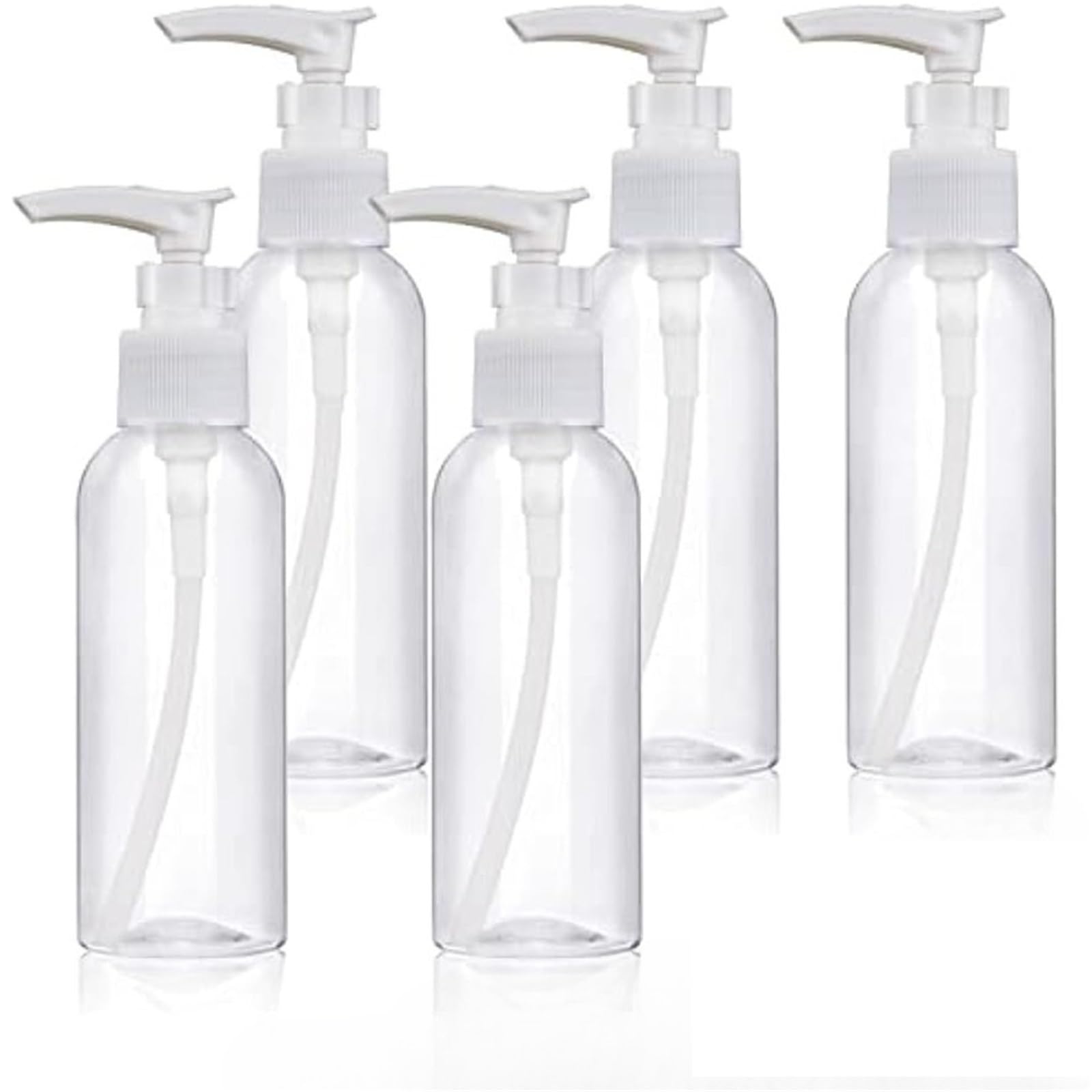 5PCS 100ML Clear Pump Dispenser Bottles Travel Toiletry Lotion Leak Proof For Body Wash Shampoo Conditioner for Travel