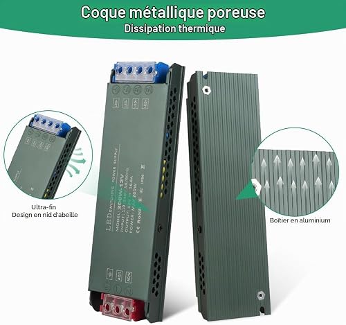 URAQT 24V LED Driver 200W LED Transformer, 220V to 24V Power Transformer, AC 220V to DC 24 Volt 8.33A Compact Ultra-Thin Constant Voltage Low Voltage Transformers for Strip Lights Garden Light - 6