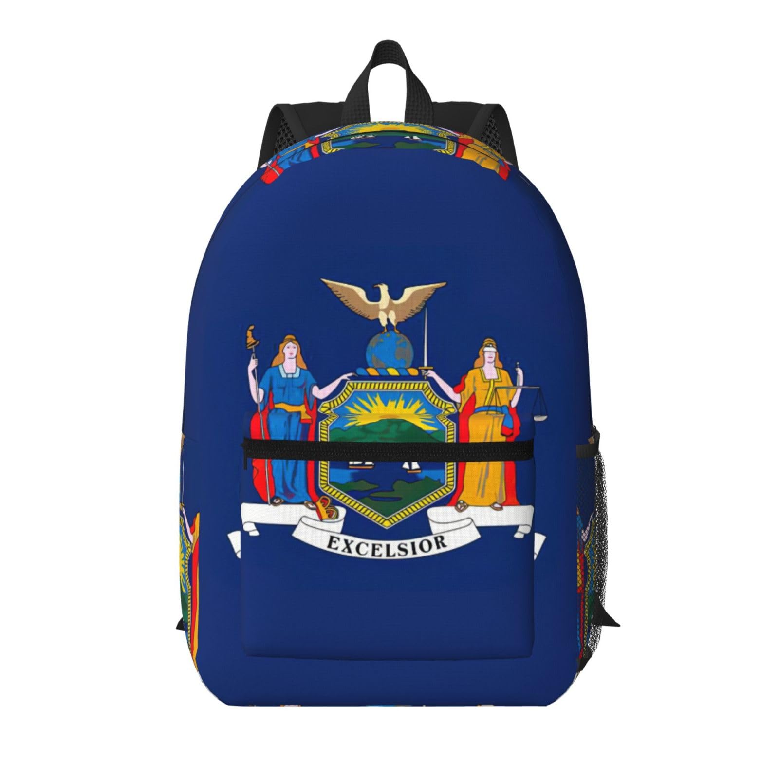 Mochila universitaria negra con bolsillo frontal y estampado New York talla única ligera 8