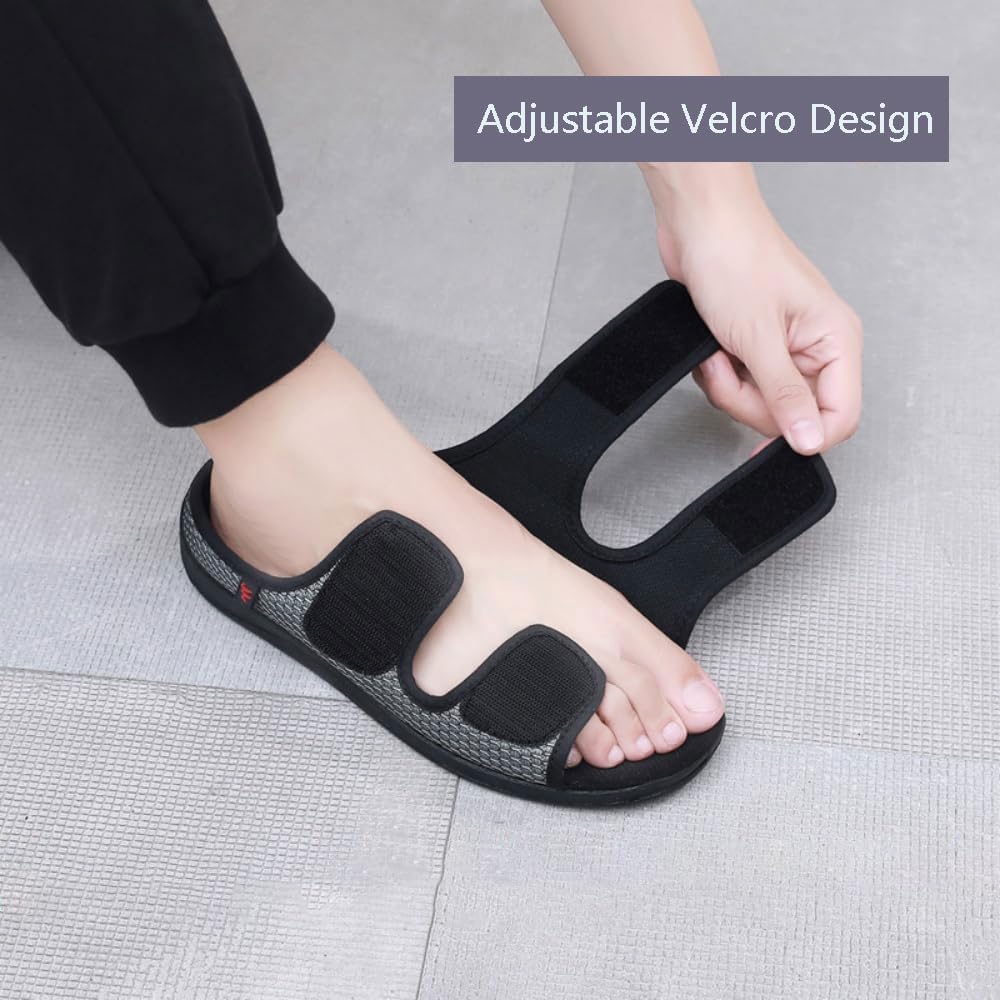 Diabetic Sandals for Women Men Extra Wide Diabetic Foot Shoes Swollen Feet Diabetic Edema Boots Slippers Non Slip Open Toe Adaptive Sandals Diabetic Arthritis Walking Shoes Adjustable Closure - Image 7