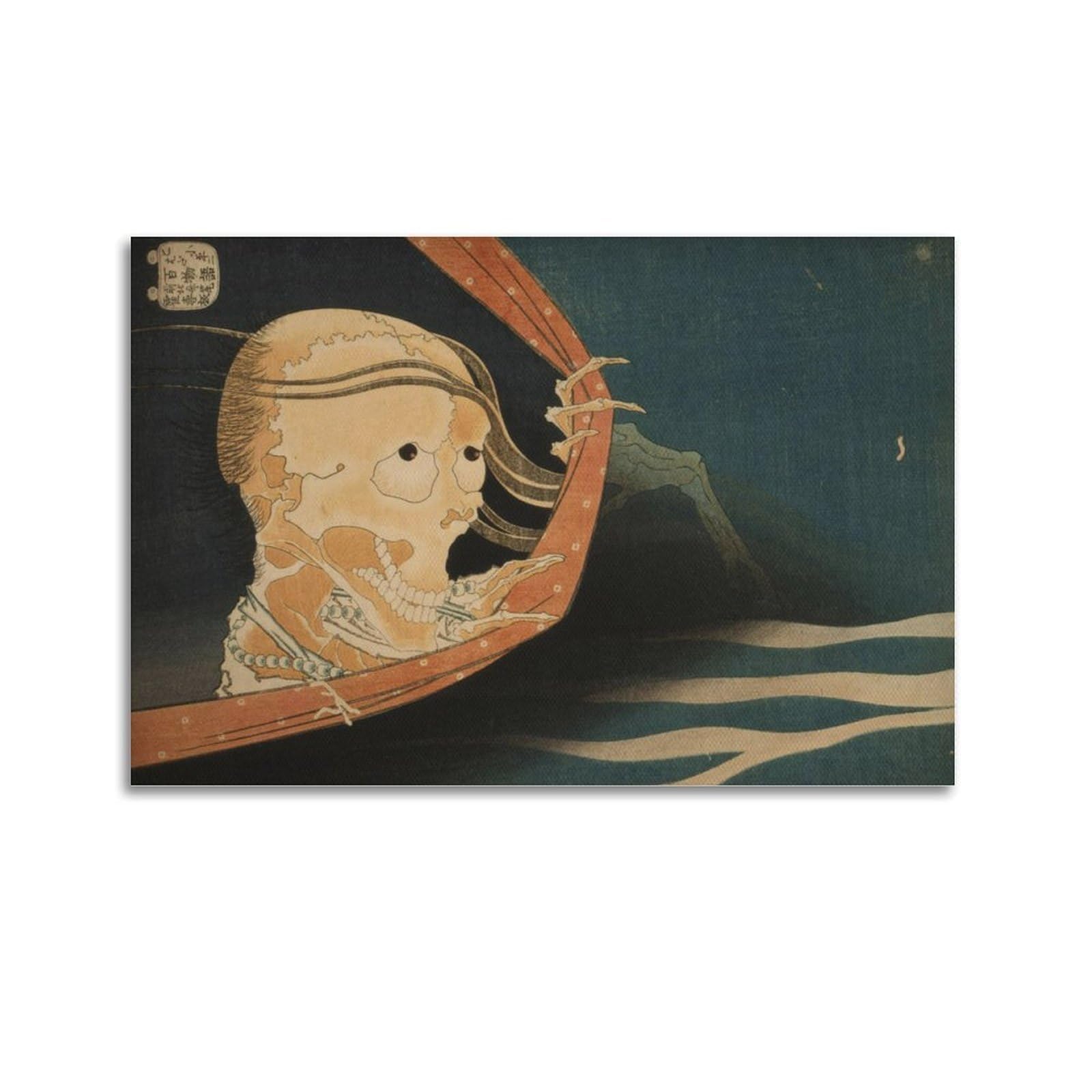xiaoxiaoshen Hokusai Ghost Japanese Canvas Poster Wall Art Prints Room Aesthetic Murals Bedroom And Living Decorations 20x30inch(50x75cm)