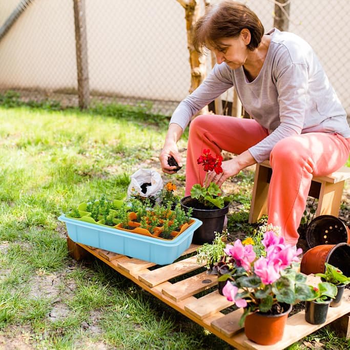 Miniatura 9 de LUVCOSY Kit de inicio de semillas de alféizar de ventana con cúpula de humedad, bandeja de inicio de plántulas de silicona, bandeja de inicio de