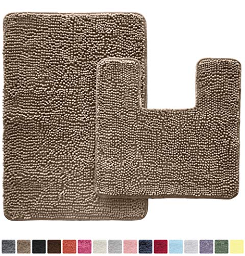 GORILLA GRIP Original Shaggy Chenille 2 Piece Area Rug Set, Includes Square U-Shape