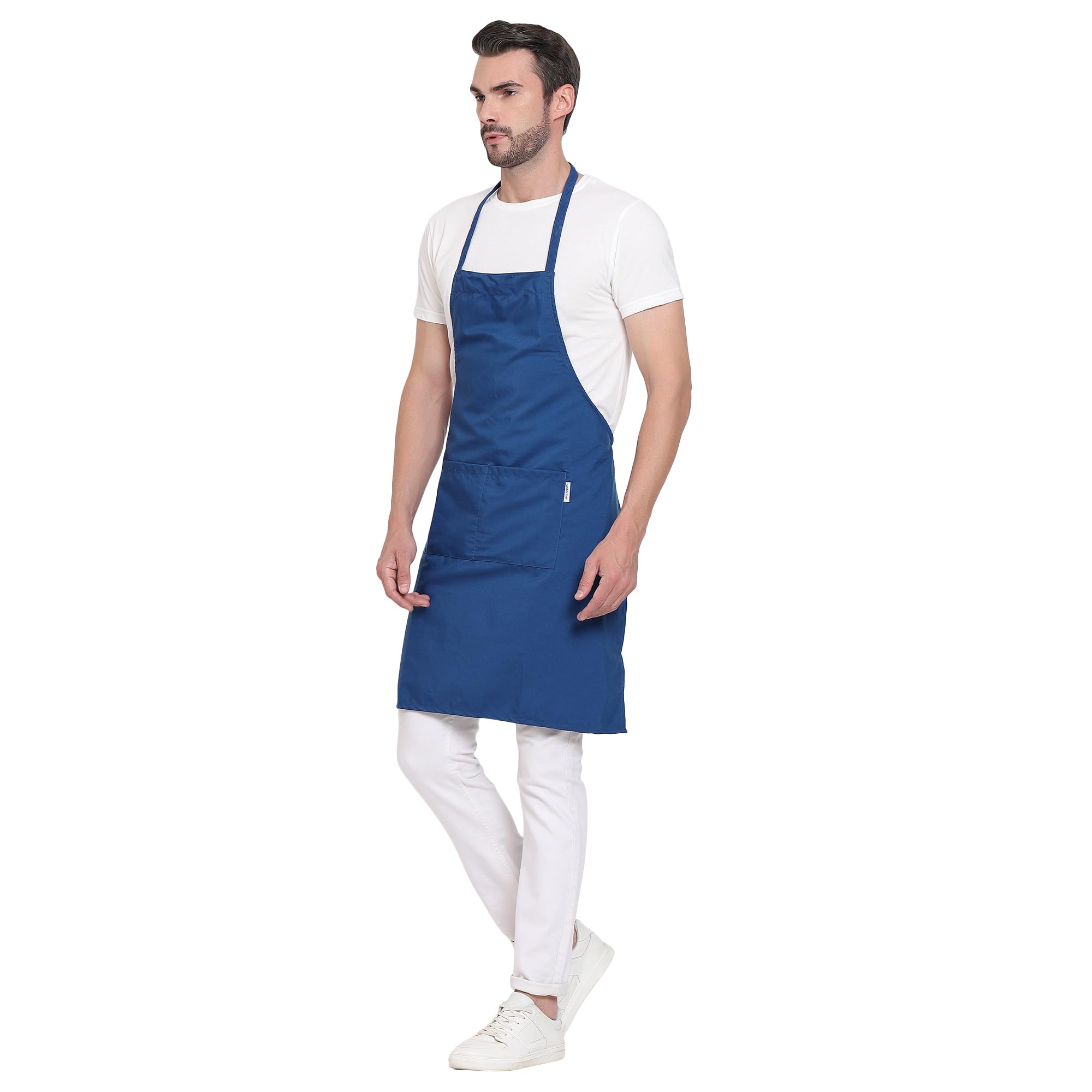 uniformer Paquete de 1 delantal unisex para cocina para hombres y mujeres, perfecto para la cocina del hogar, restaurante, cafetería, cocina, bar, salón, barbería (azul, 1 unidad)