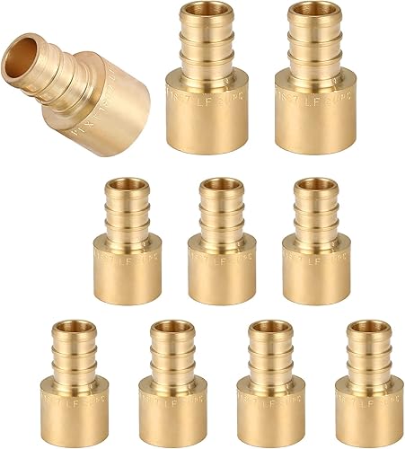 Paquete de 10 adaptadores roscados hembra PEX de 34 x 34 pulgadas NPT, adaptadores de engarce Pex de latón para tubos PEX en trabajos de plomería