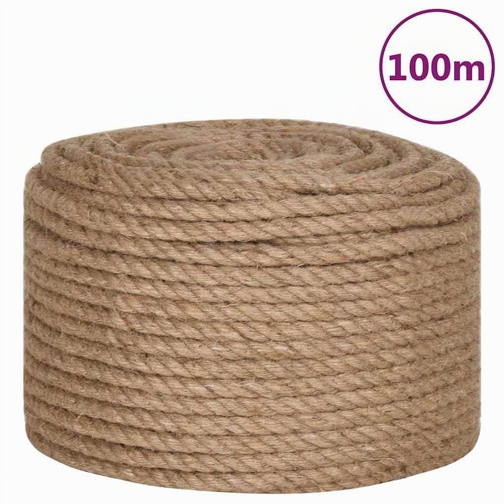 vidaXL Juteseil 100 m x 10 mm, 100% Naturjute, Braun, flexibel und langlebig, für Basteln, Nautik, Katzenkratzbaum, Garten und Dekoration