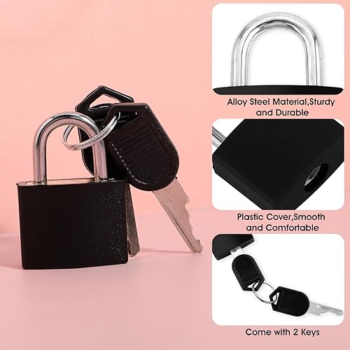 Miniatura 3 de Amaxiu Cerraduras de maleta con llaves, 0.9 in de color de equipaje cerraduras de metal mini candado con llave candado pequeño candado candado