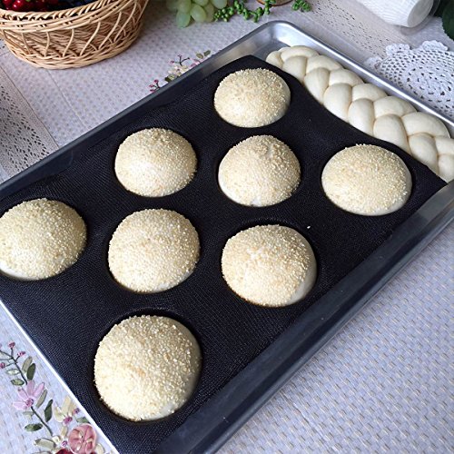 Bluedrop Silicone Bun Bread Forms Round Shape Trays Perforated Bakery Molds Fit Half Pan Size - Thumbnail 2