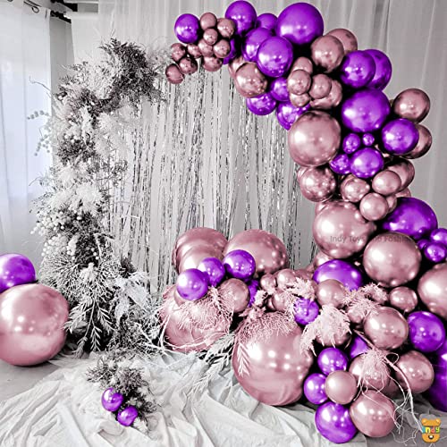 Image of Just Party 25Pcs Purple & 25Pcs Lavender Metallic Chrome Balloons with Shiny Surface For Birthdays /Anniversary /Engagement /Baby Shower /bachelorette Party Decorations (Pack of 50)