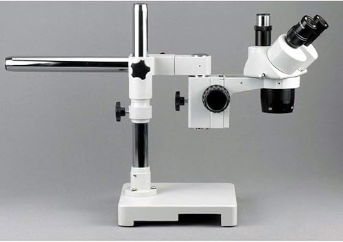 Miniatura 2 de AmScope Microscopio estéreo trinocular SW-3T24, oculares WH10x, aumento 20X40X, objetivo 2X4X, soporte de brazo único