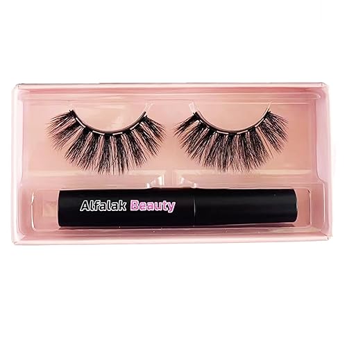 Miniatura 3 de Alfalak Beauty Kit de pestañas magnéticas de visón sintético 3D, 5 pestañas de visón sintético + bolígrafo delineador magnético, reutilizable hasta
