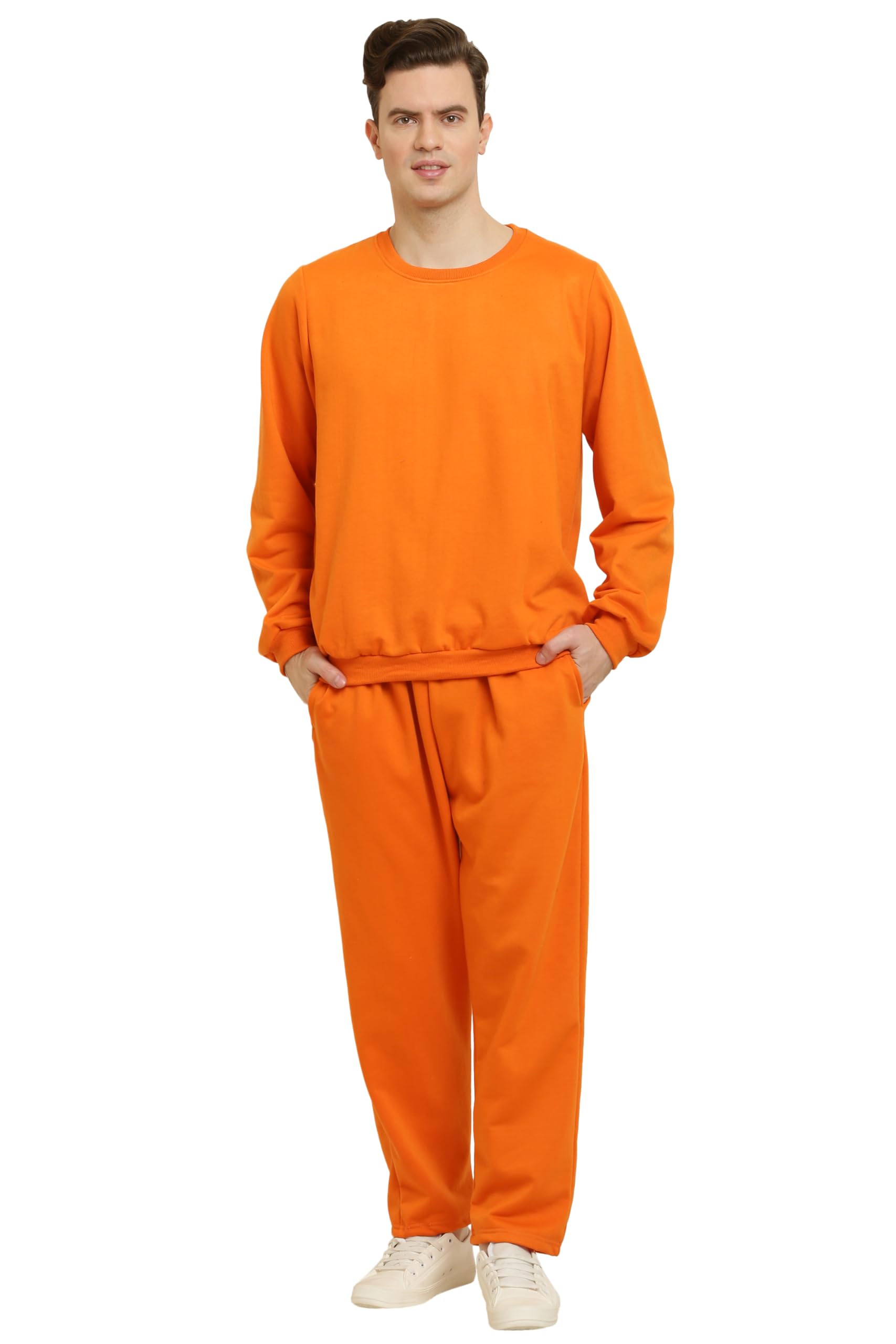 ELEGANCE Men's Winter wear Sweatshirt Tracksuit Set with warm Pyjama Lower || 3XL to 10XL || PLUS SIZES || (11 COLOURS) (IN, Alpha, 6XL, Plus, ORANGE)-image-21